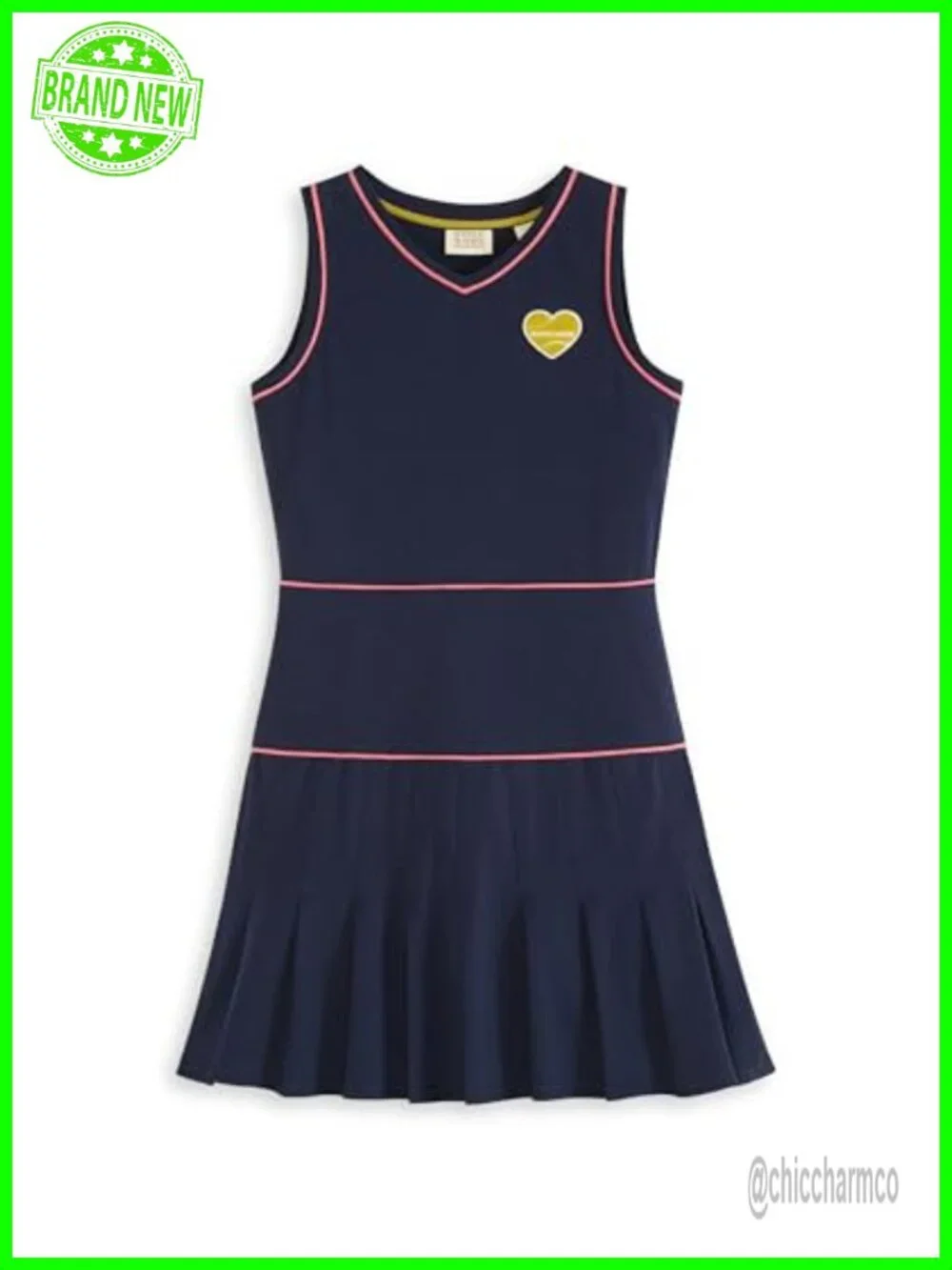 Girls Sporty Preppy V-Neck Midi Dress